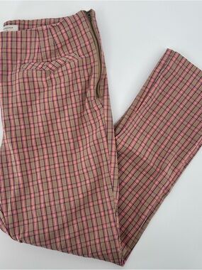 Anthropologie Pink Plaid High Rise Slim Pants Y2K Indie Preppy Pinterest Core
